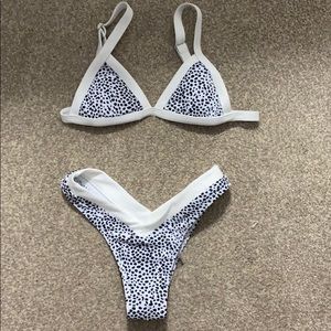 Black and white spotted Shein bathing suit